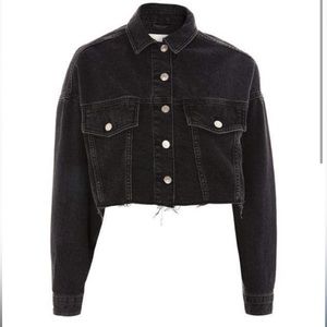 Topshop Women’s Black Cropped Denim Jacket